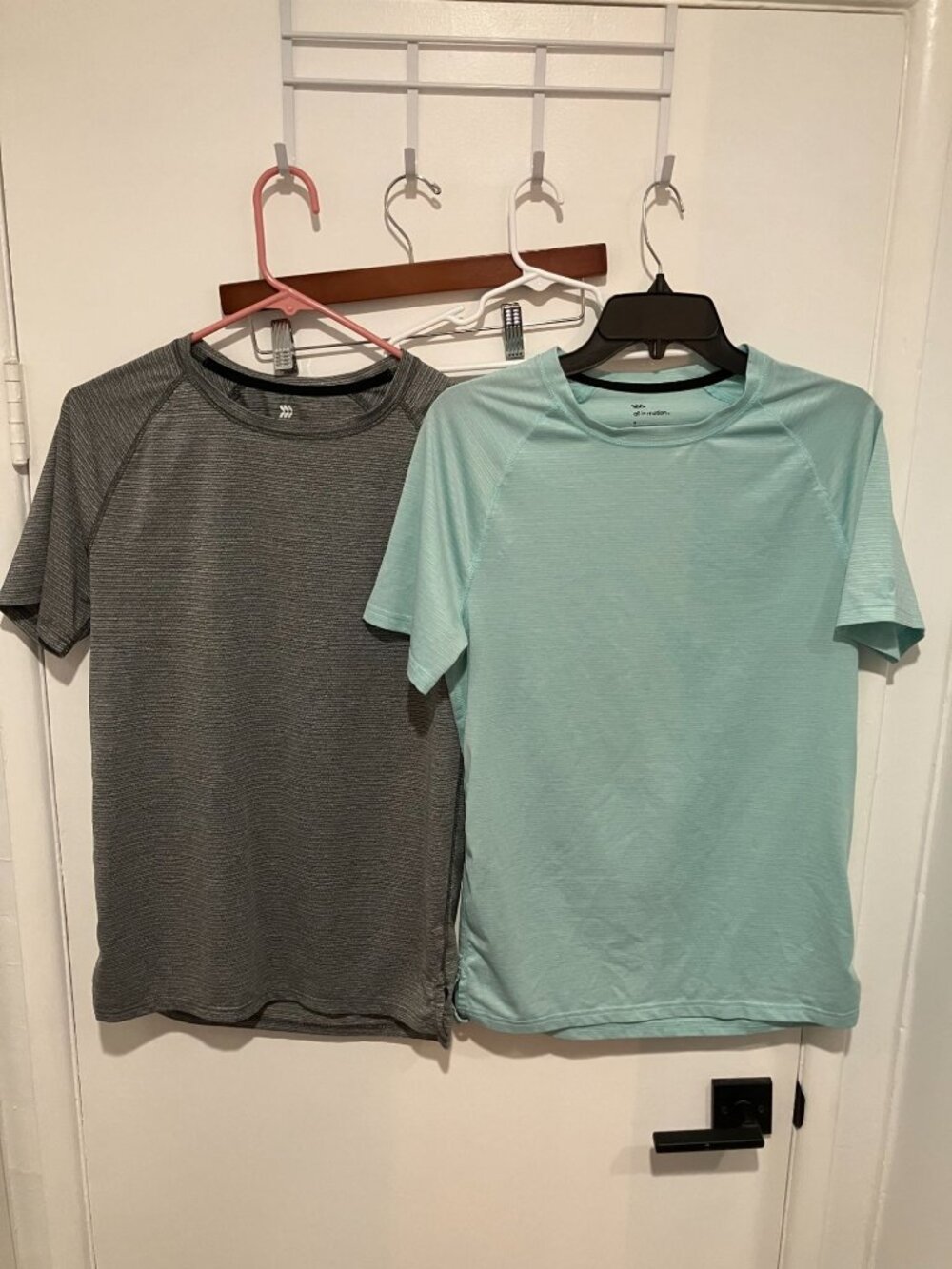 Lot of 2 - All In Motion Men's Active T-Shirts, Teal/Gray, Size Small
